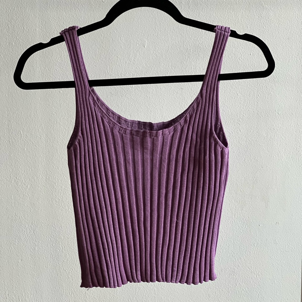 Cropped Sweater Tank Top Lavendar